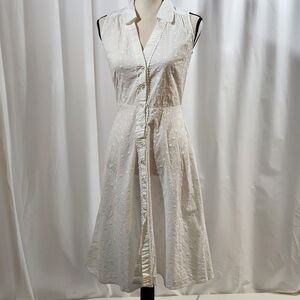 Antilia Femme White Eyelet Button DownDress Small